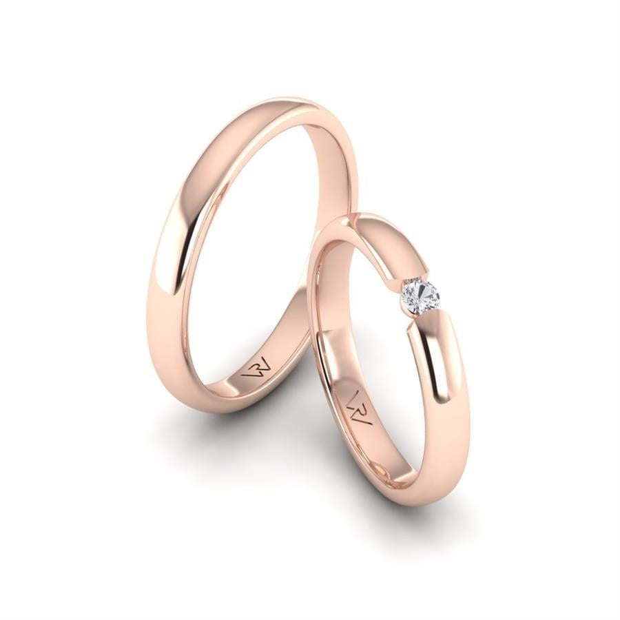Alliances en Argent Plaqué Or Rose couple Endless Love