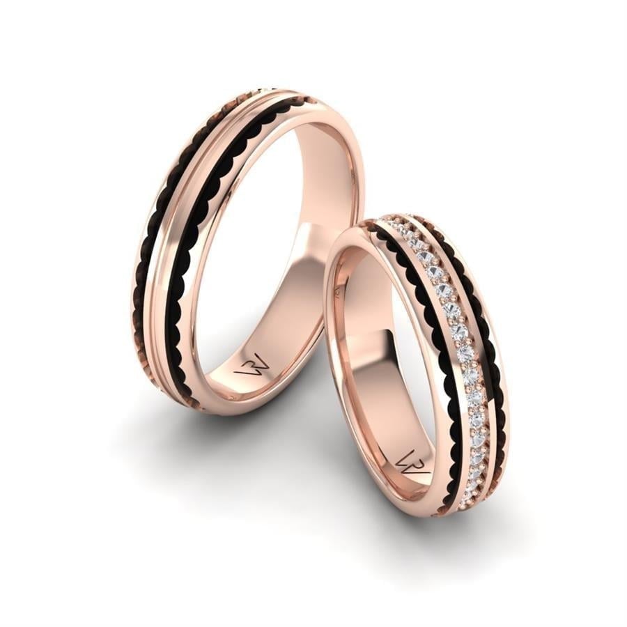 Alliances en Argent Plaqué Or Rose couple Sixtine