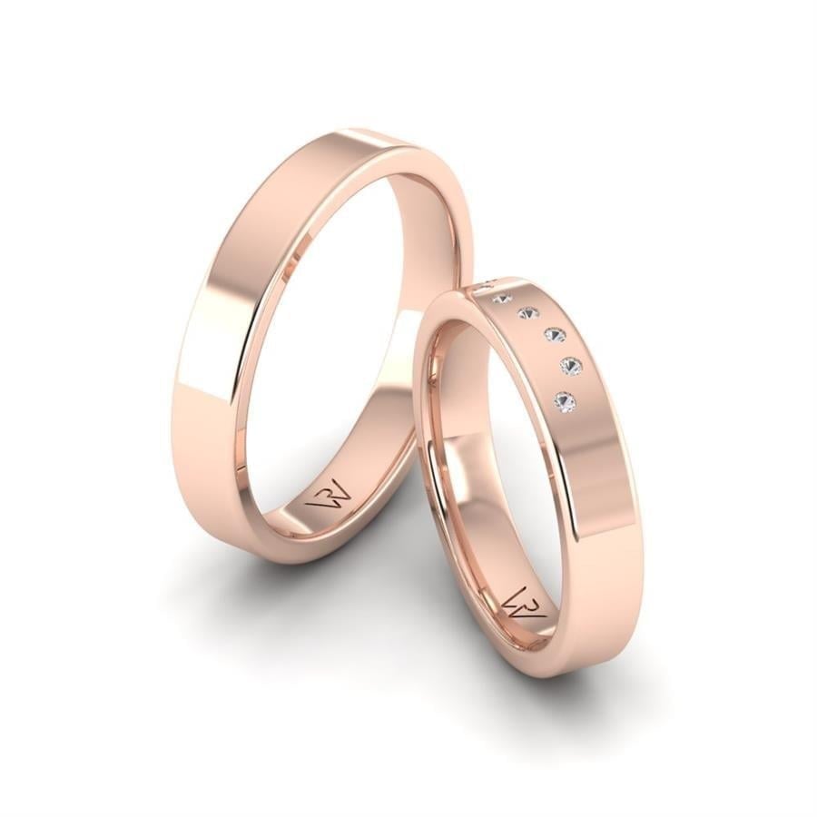 Alliances en Argent Plaqué Or Rose couple Golden Romance