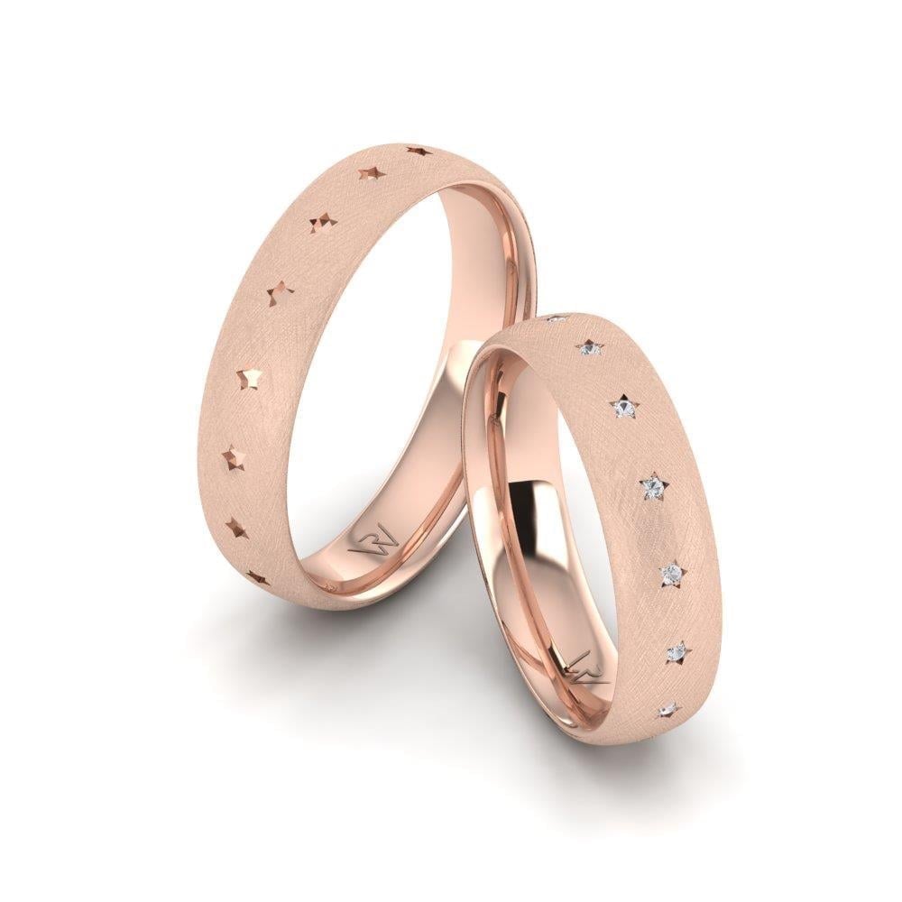 Alliances en Argent Plaqué Or Rose couple Glitzar Oxyde de Zirconium