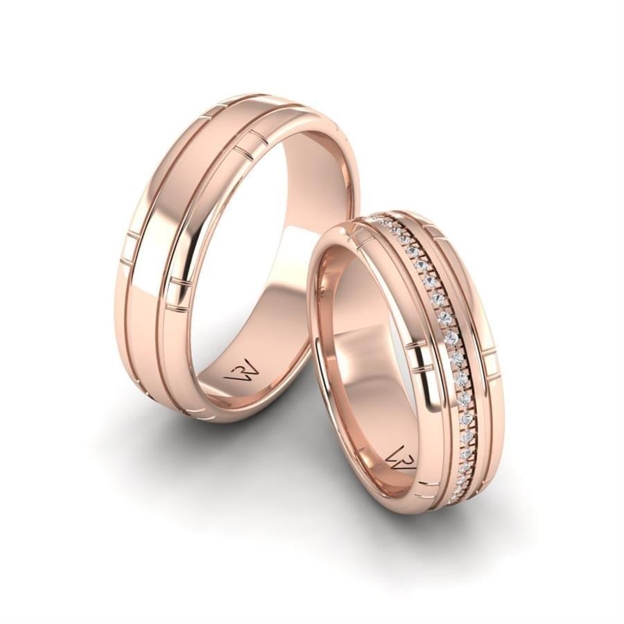Alliances en Argent Plaqué Or Rose couple Noble Paradise