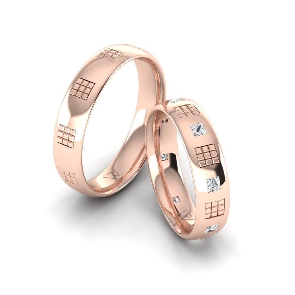 Alliances en Argent Plaqué Or Rose couple Pureglow Oxyde de Zirconium