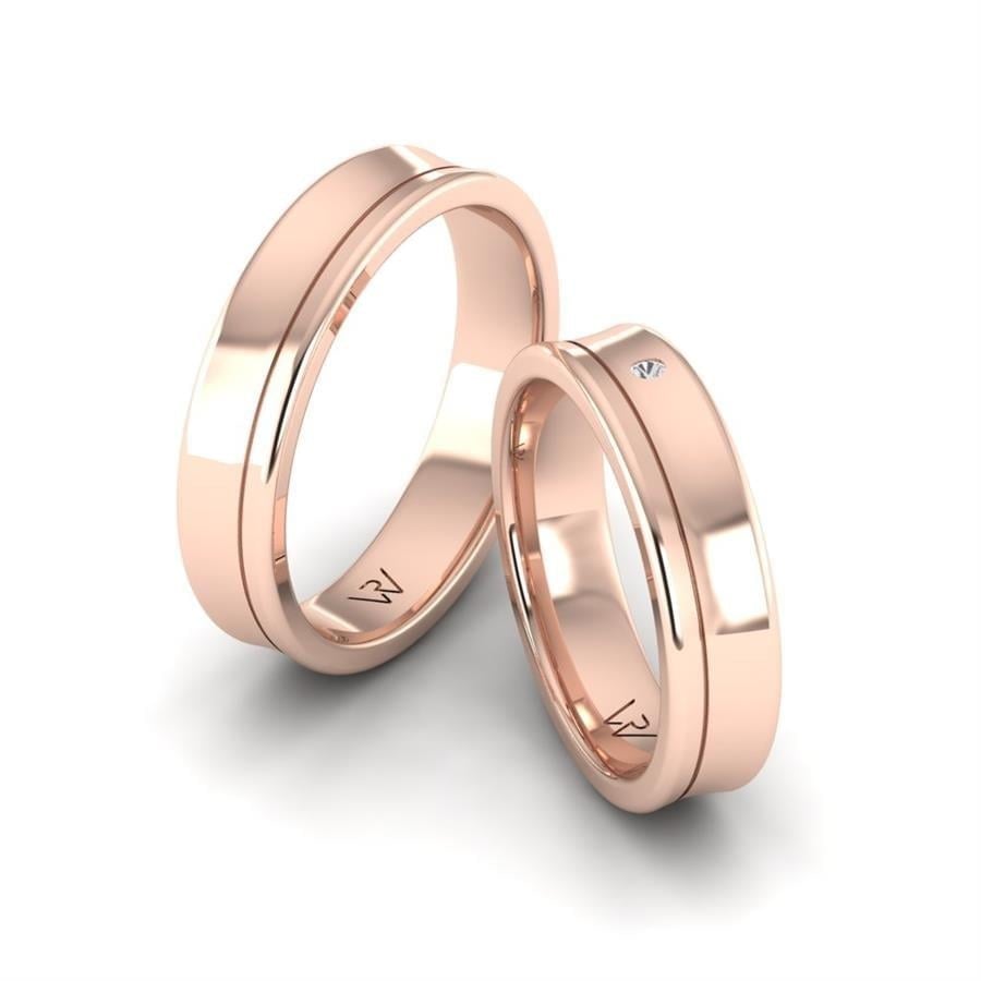 Alliances en Argent Plaqué Or Rose couple Heavenly Gloss
