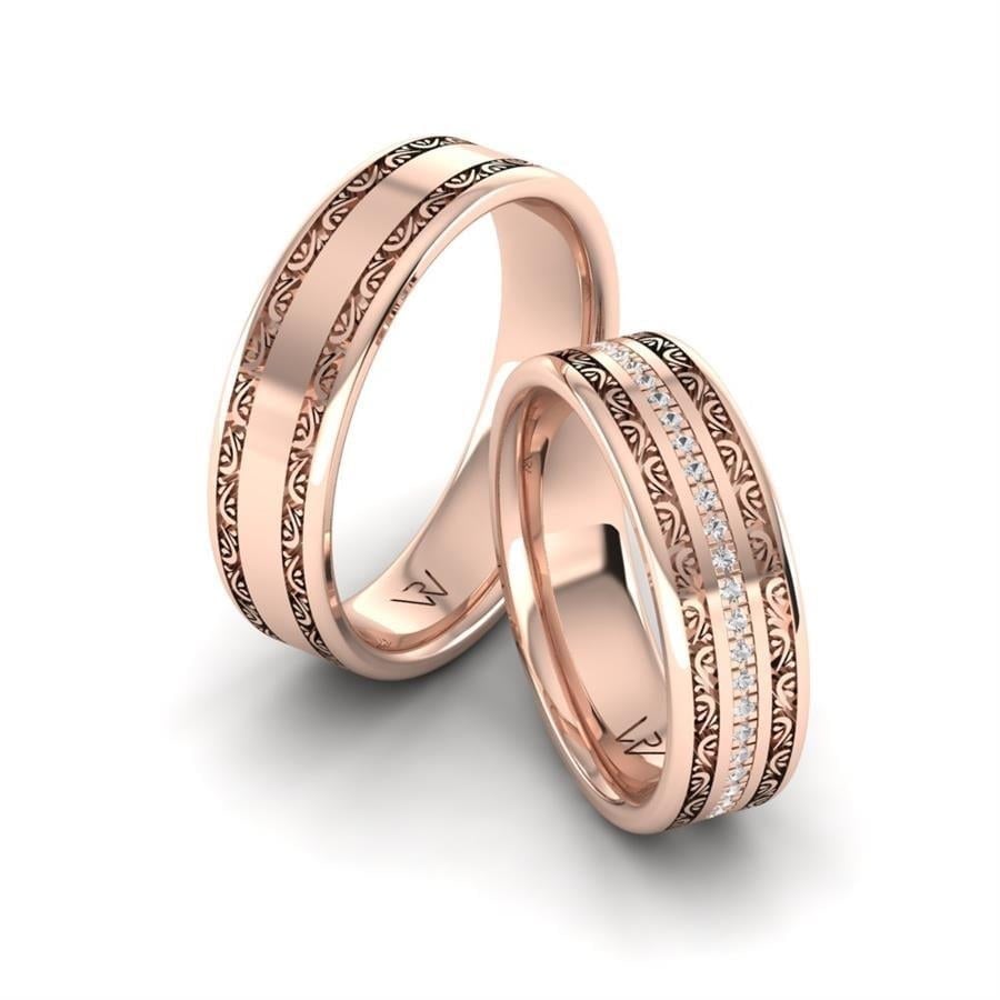 Alliances en Argent Plaqué Or Rose couple Ness