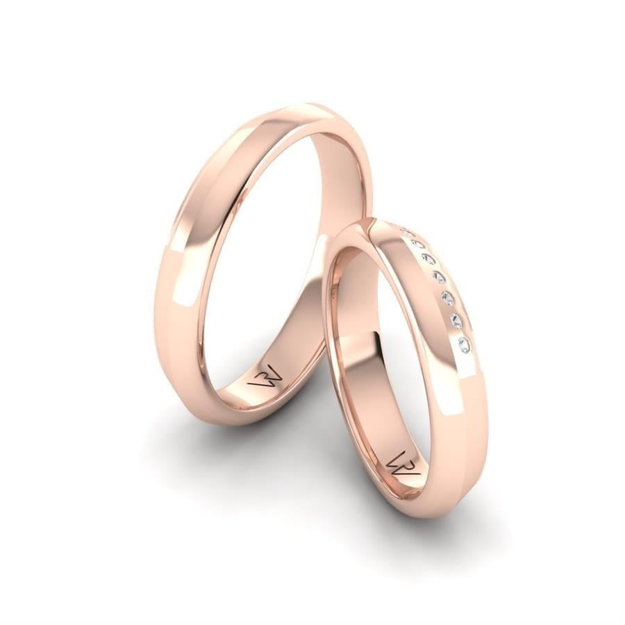 Alliances en Argent Plaqué Or Rose couple Balance