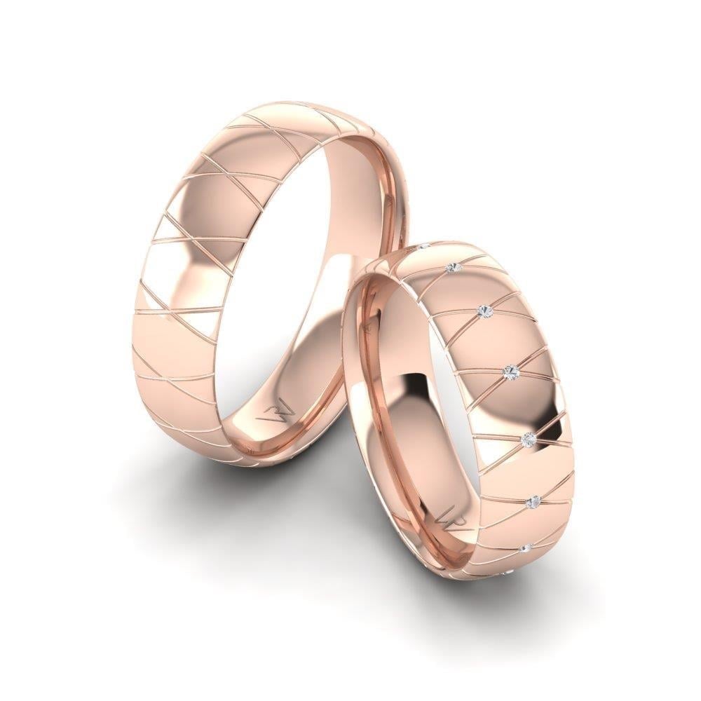 Alliances en Argent Plaqué Or Rose couple Embracea Oxyde de Zirconium