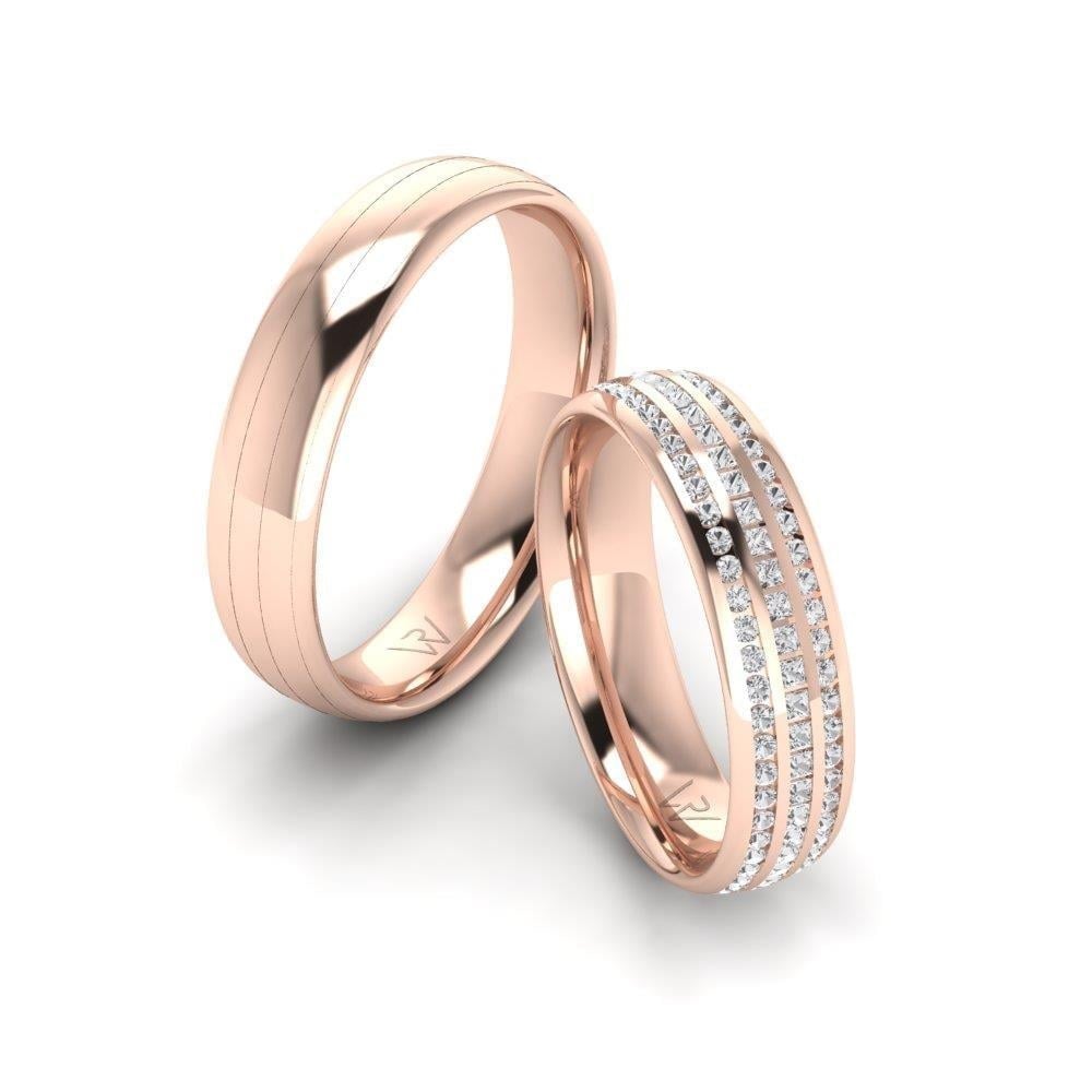 Alliances en Argent Plaqué Or Rose couple Symbliss Oxyde de Zirconium