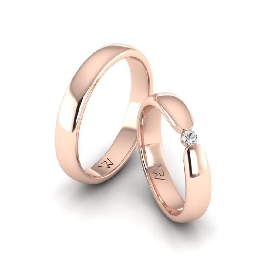 Alliances en Argent Plaqué Or Rose couple Heavenly Sensational