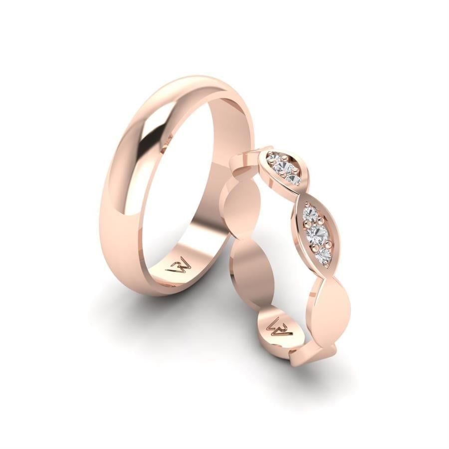 Alliances en Argent Plaqué Or Rose couple Endear