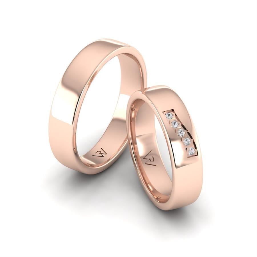 Alliances en Argent Plaqué Or Rose couple Bague Ringes
