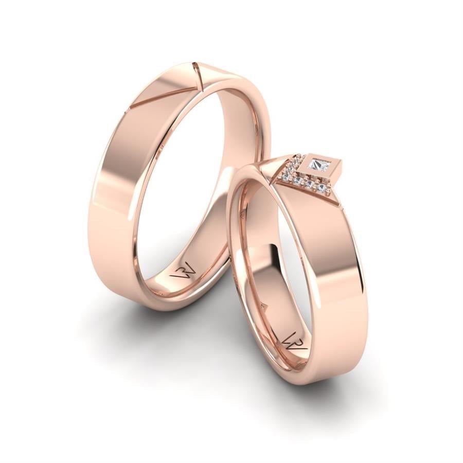 Alliances en Argent Plaqué Or Rose couple Aretha