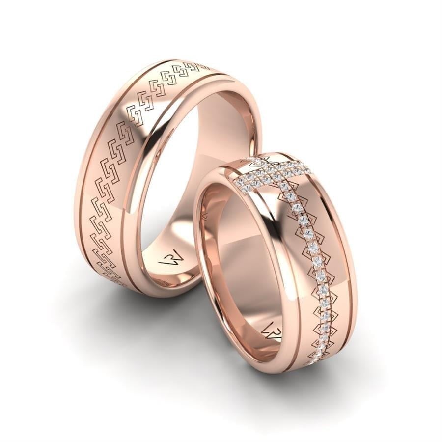 Alliances en Argent Plaqué Or Rose couple Rosalix