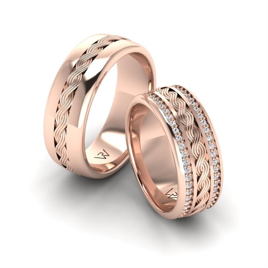 Alliances en Argent Plaqué Or Rose couple Lavendi