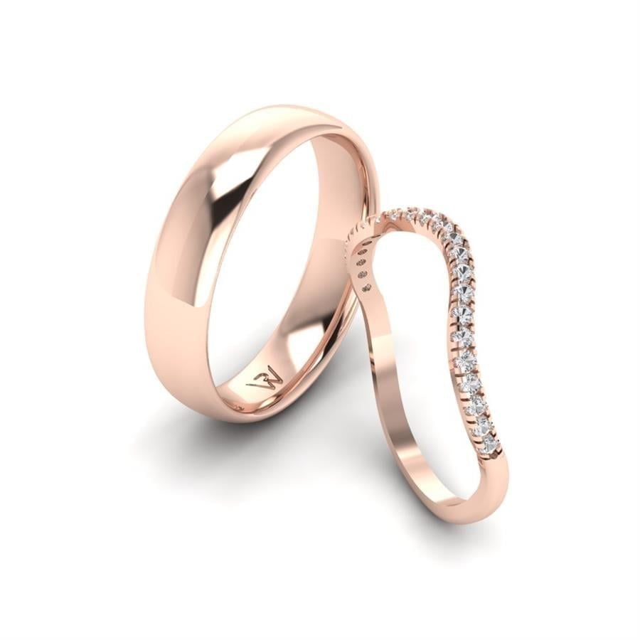 Alliances en Argent Plaqué Or Rose couple CâLinuu