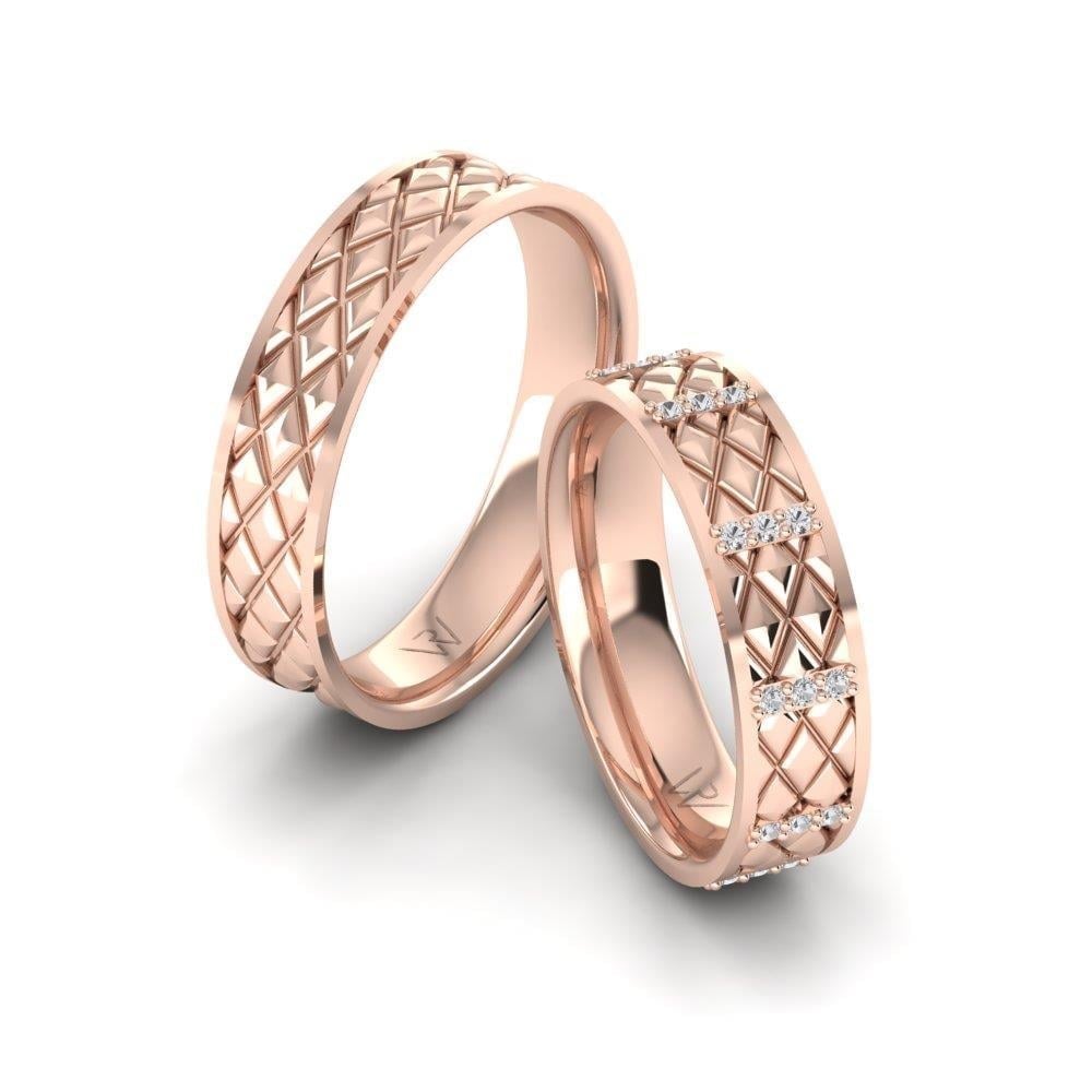 Alliances en Argent Plaqué Or Rose couple Uniqueify Oxyde de Zirconium