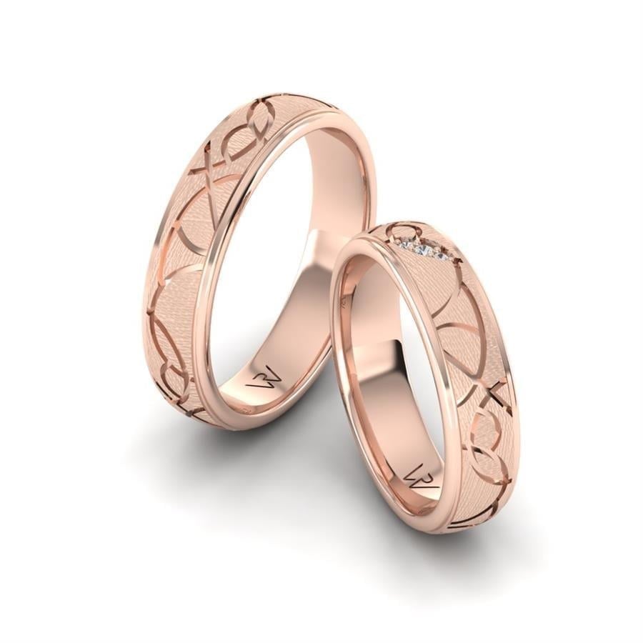 Alliances en Argent Plaqué Or Rose couple Artemisia
