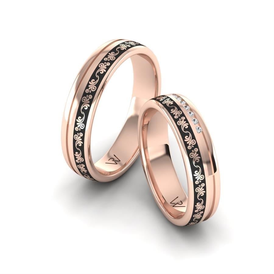 Alliances en Argent Plaqué Or Rose couple Alluring Light