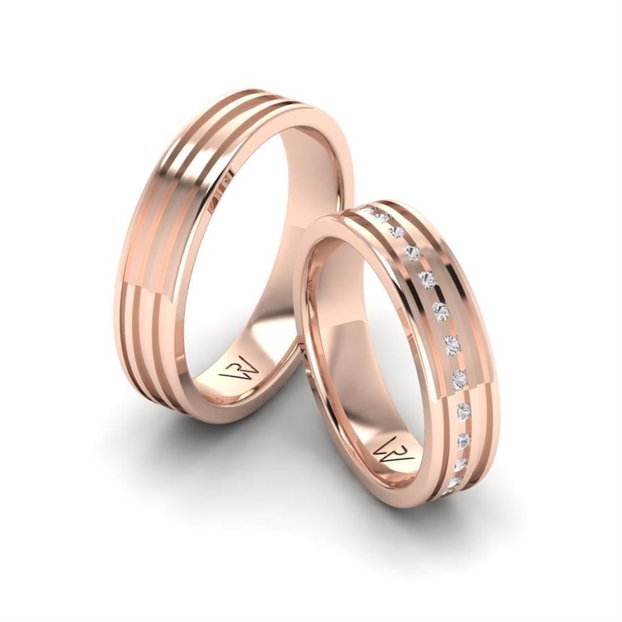 Alliances en Argent Plaqué Or Rose couple ÉQuilibre