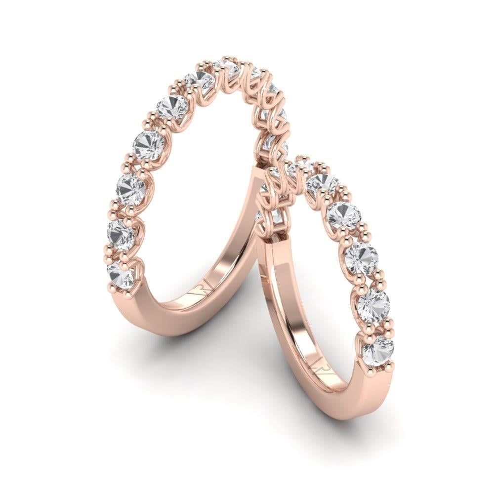 Alliances en Argent Plaqué Or Rose couple Coeur Oxyde de Zirconium