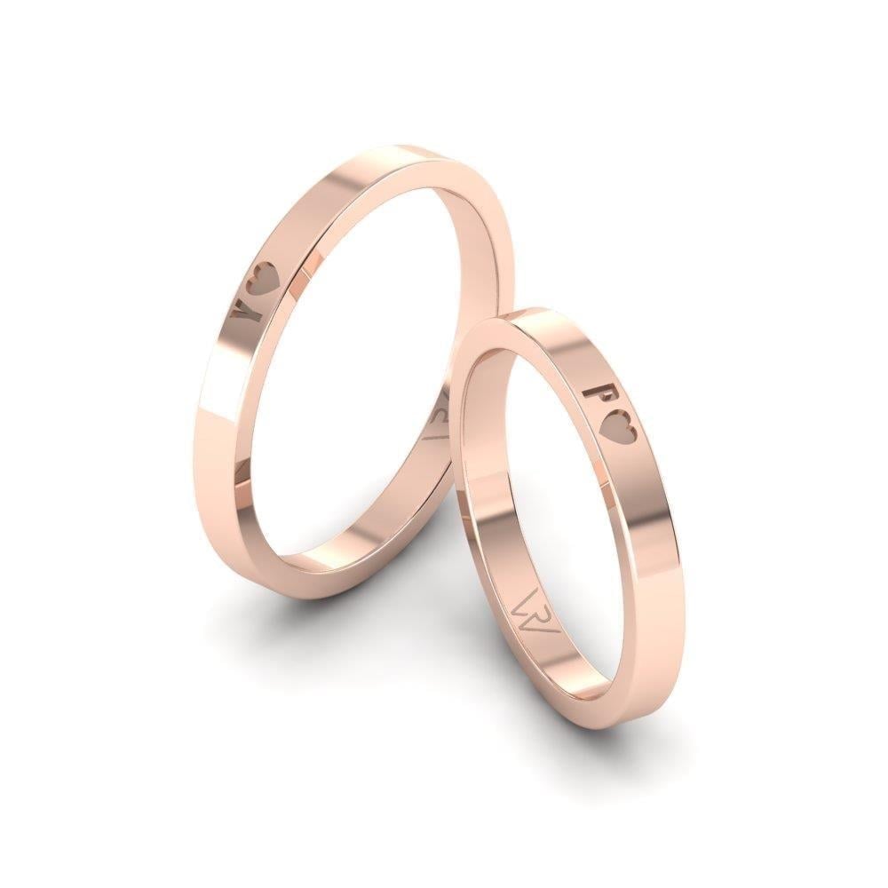 Alliances en Argent Plaqué Or Rose couple Delight Flora