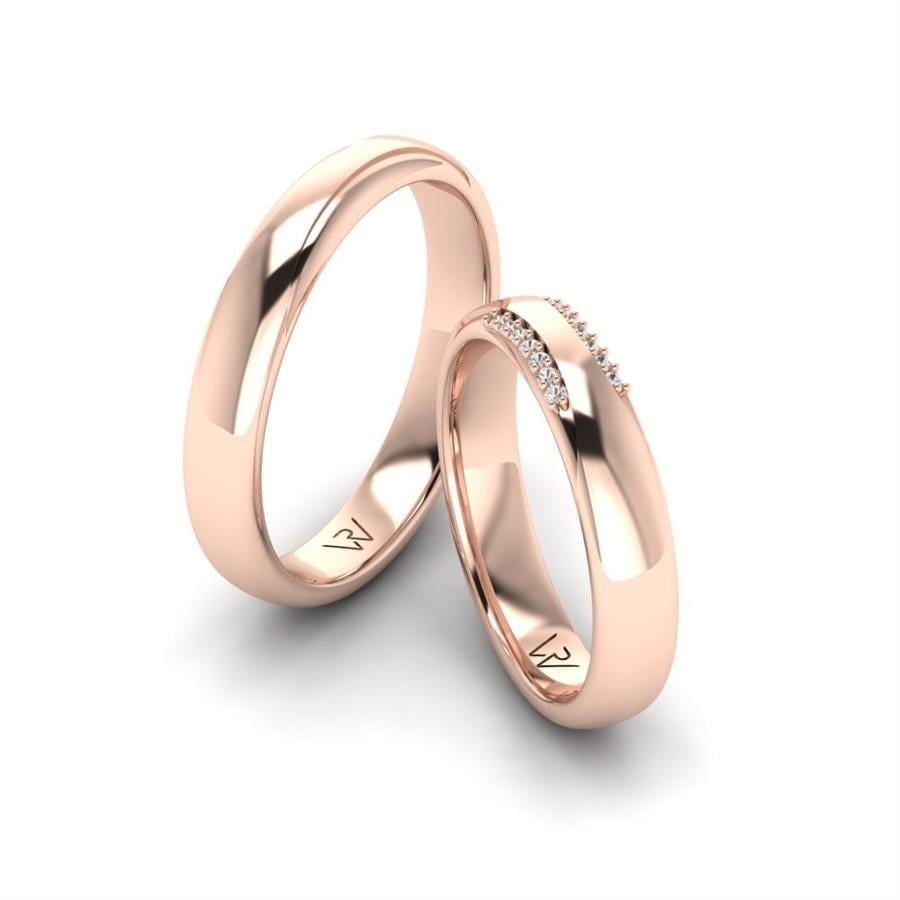 Alliances en Argent Plaqué Or Rose couple PoéSie