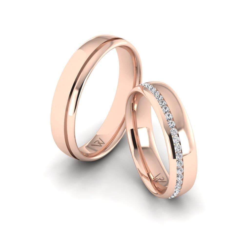 Alliances en Argent Plaqué Or Rose couple Commitmentlink Oxyde de Zirconium