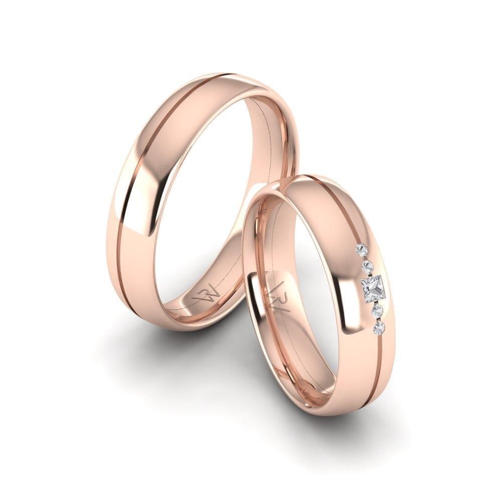 Alliances en Argent Plaqué Or Rose couple Eternaltwist Oxyde de Zirconium