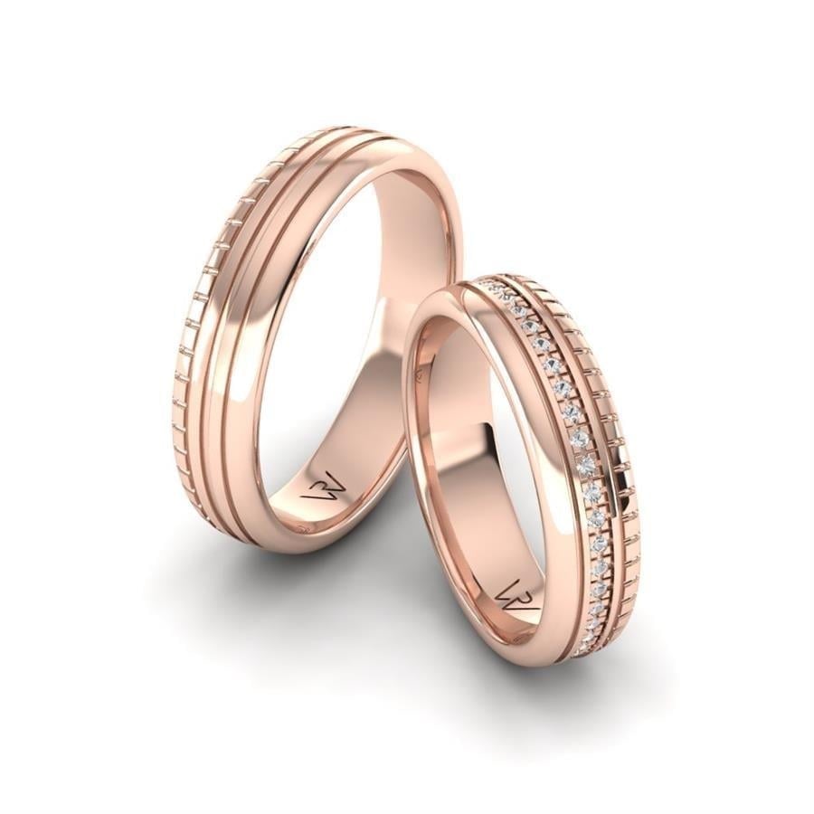 Alliances en Argent Plaqué Or Rose couple Alluring World