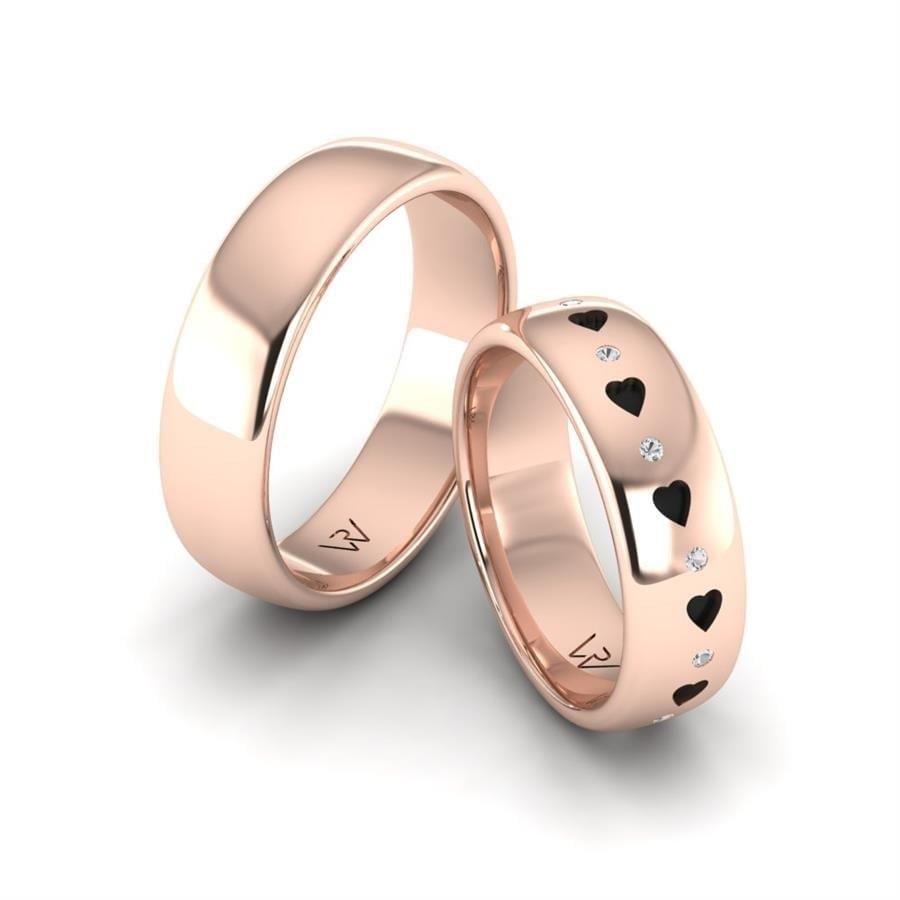 Alliances en Argent Plaqué Or Rose couple Glamorous Light