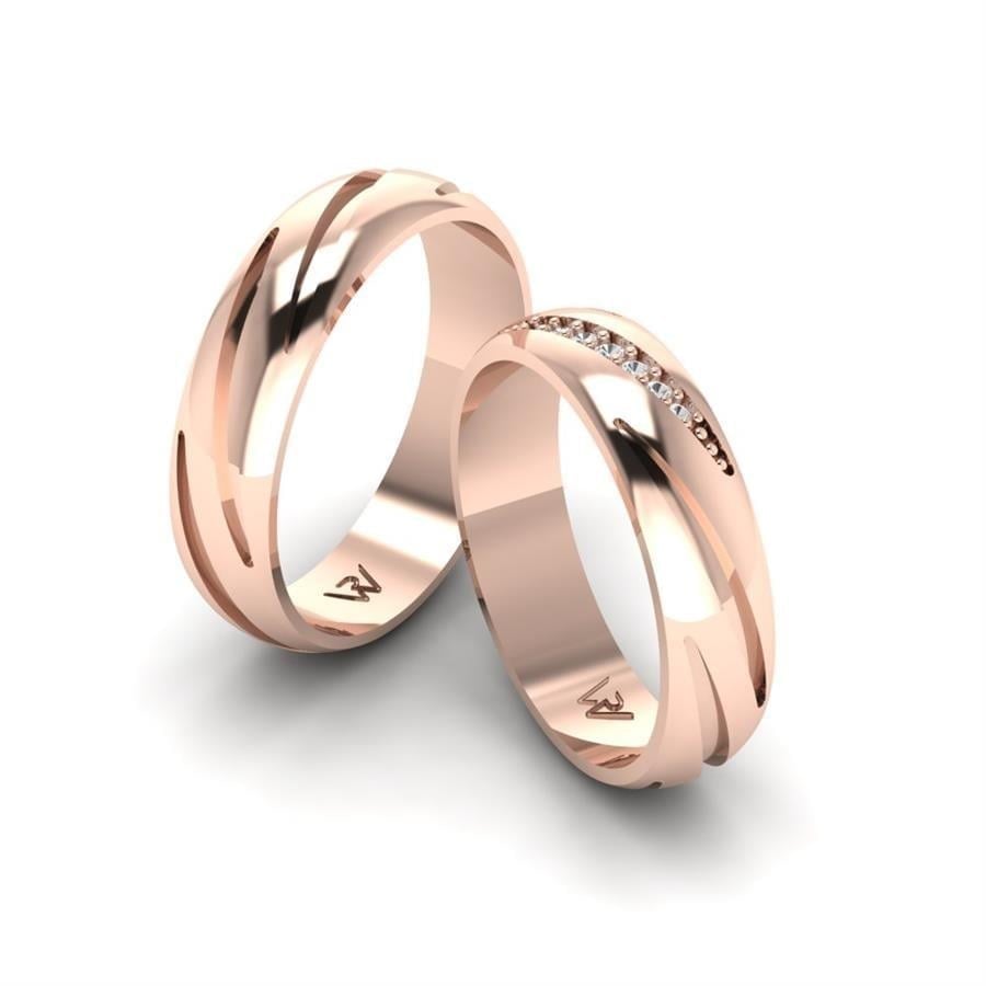 Alliances en Argent Plaqué Or Rose couple Harmonic
