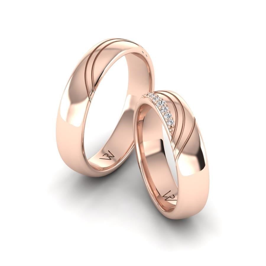 Alliances en Argent Plaqué Or Rose couple Aphrodite