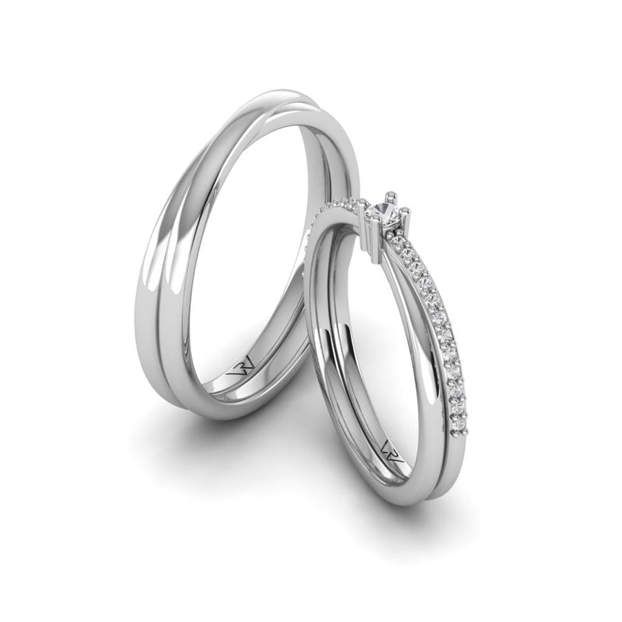 Alliances en Argent Rhodié couple Adriana