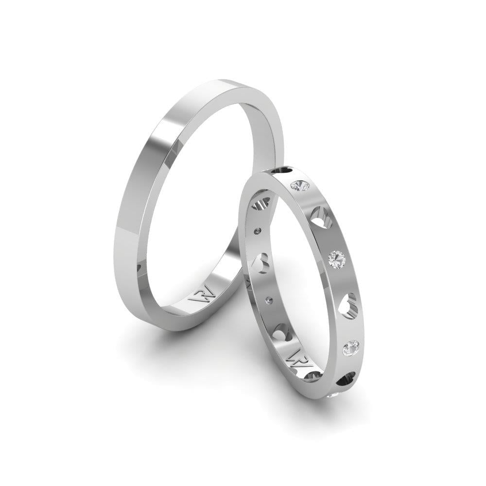 Alliances en Argent Rhodié couple Bloomnest Oxyde de Zirconium