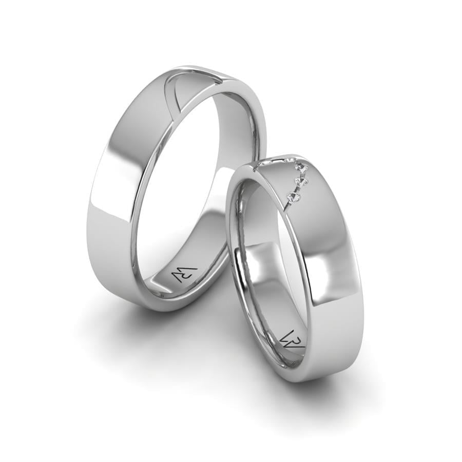 Alliances en Argent Rhodié couple Brilliant couple
