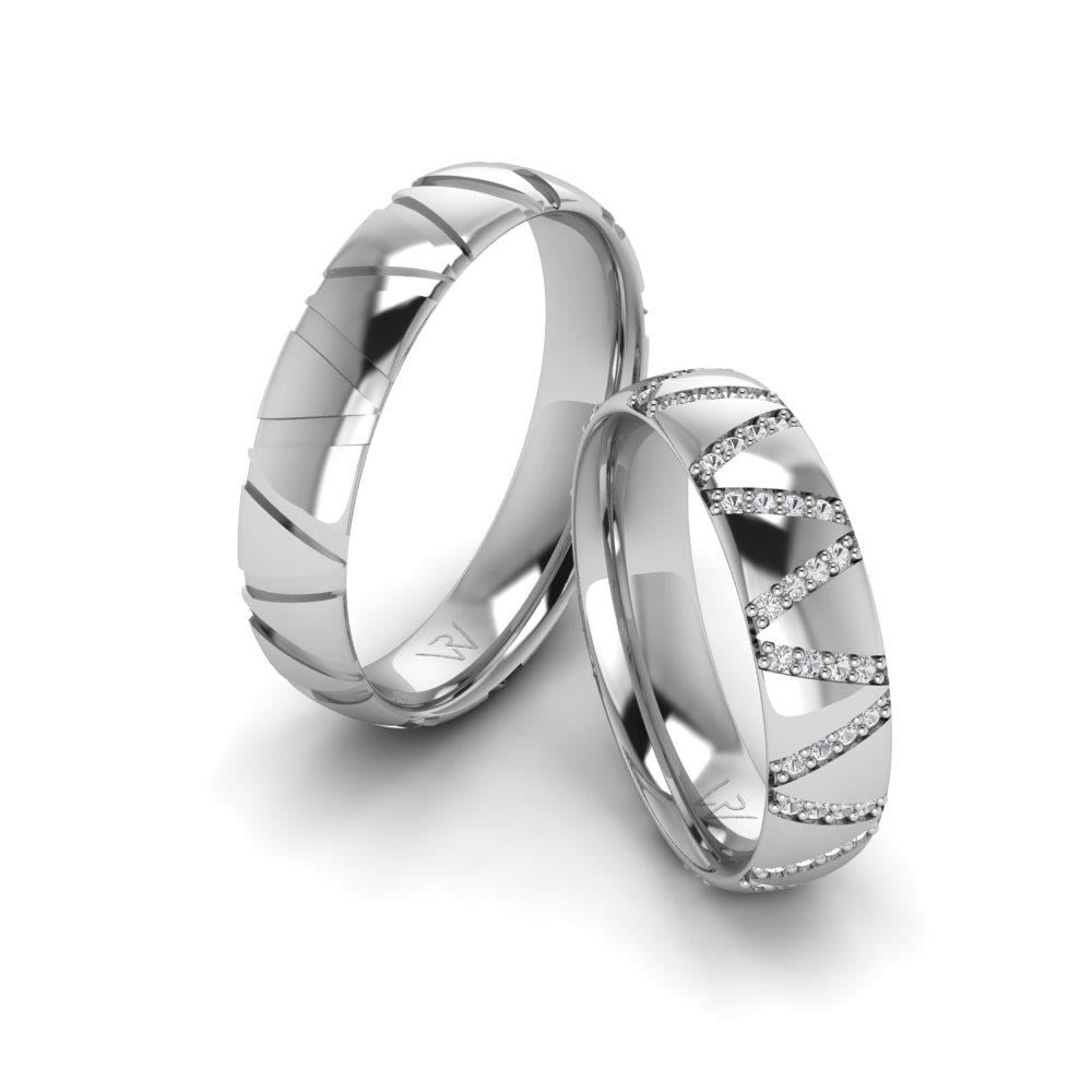 Alliances en Argent Rhodié couple Captivora Oxyde de Zirconium