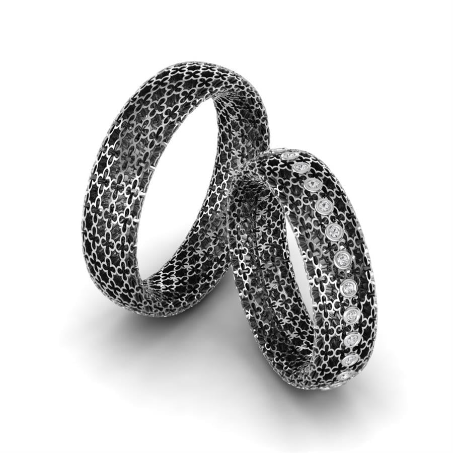Alliances en Argent Rhodié couple Charme