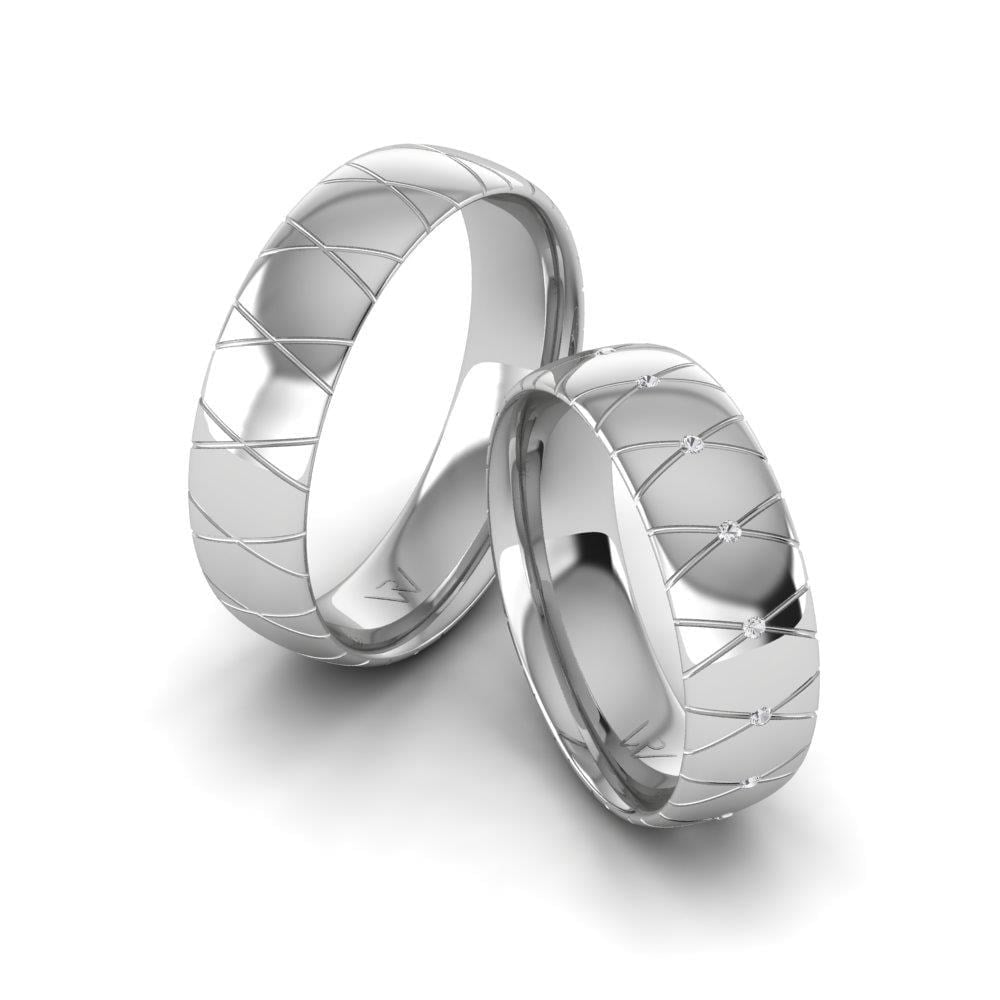 Alliances en Argent Rhodié couple Embracea Oxyde de Zirconium