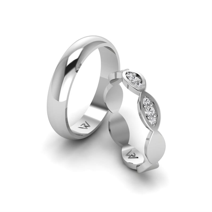 Alliances en Argent Rhodié couple Endear