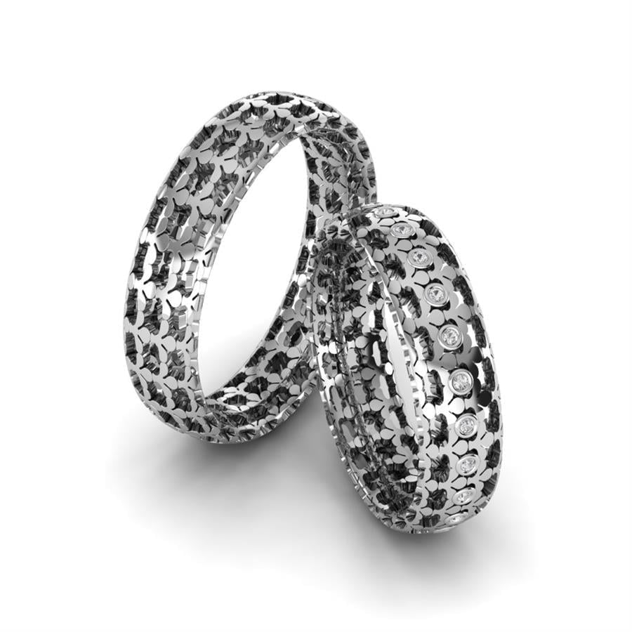 Alliances en Argent Rhodié couple Fleurique