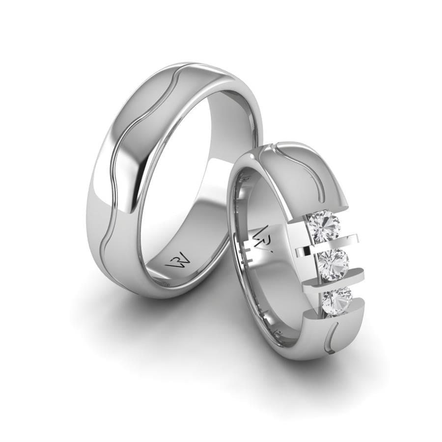 Alliances en Argent Rhodié couple Glowing Beauty