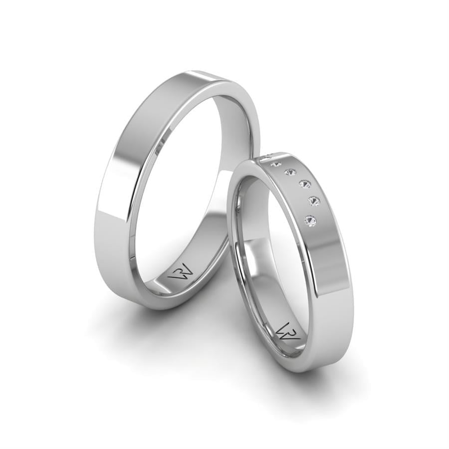 Alliances en Argent Rhodié couple Golden Romance