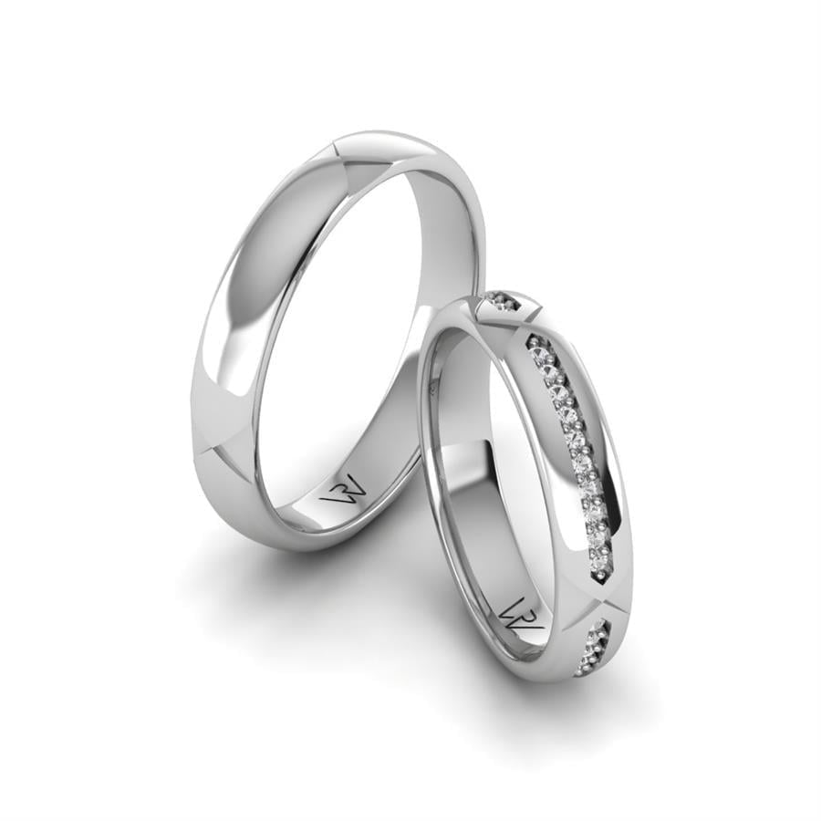 Alliances en Argent Rhodié couple Leonide