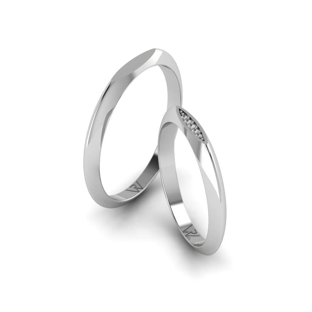 Alliances en Argent Rhodié couple Lovepetal Oxyde de Zirconium