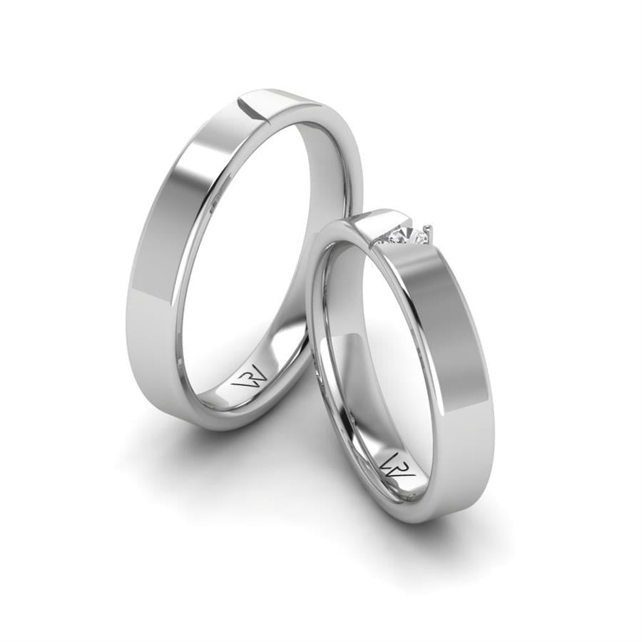 Alliances en Argent Rhodié couple MystèRe