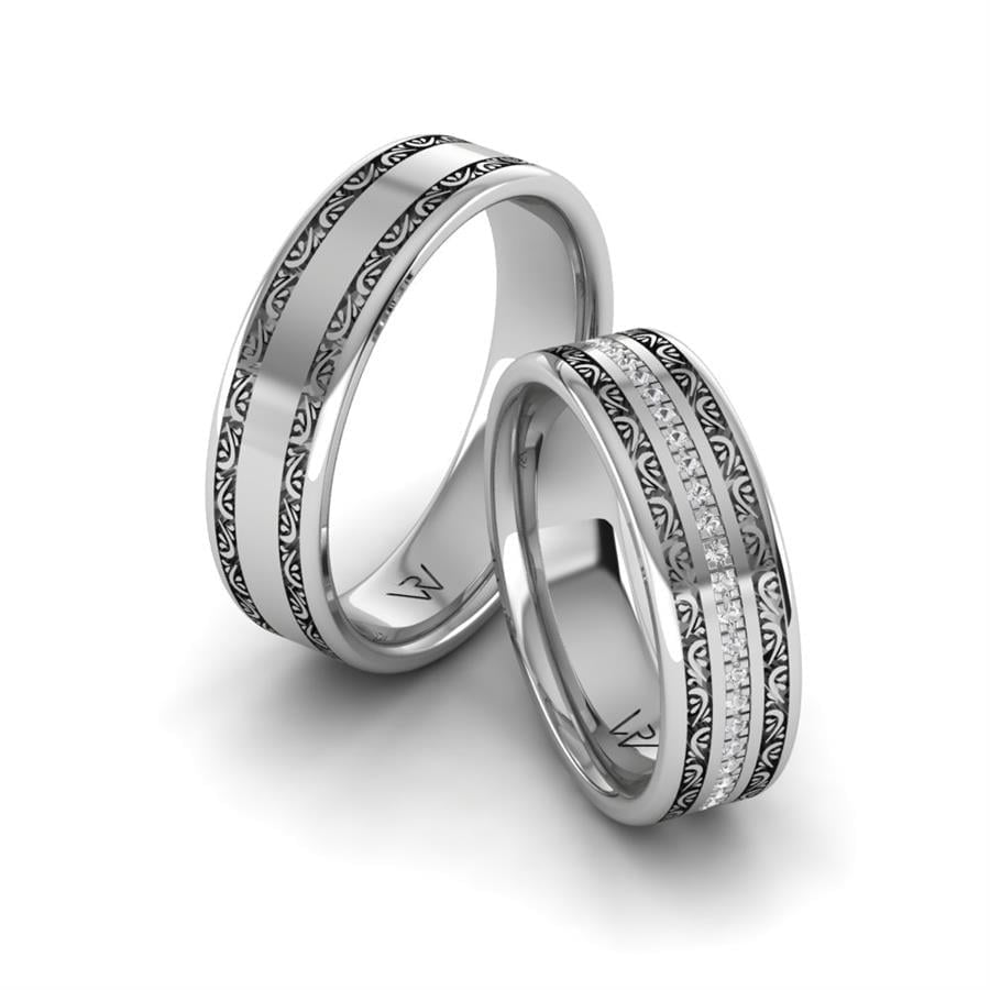 Alliances en Argent Rhodié couple Ness