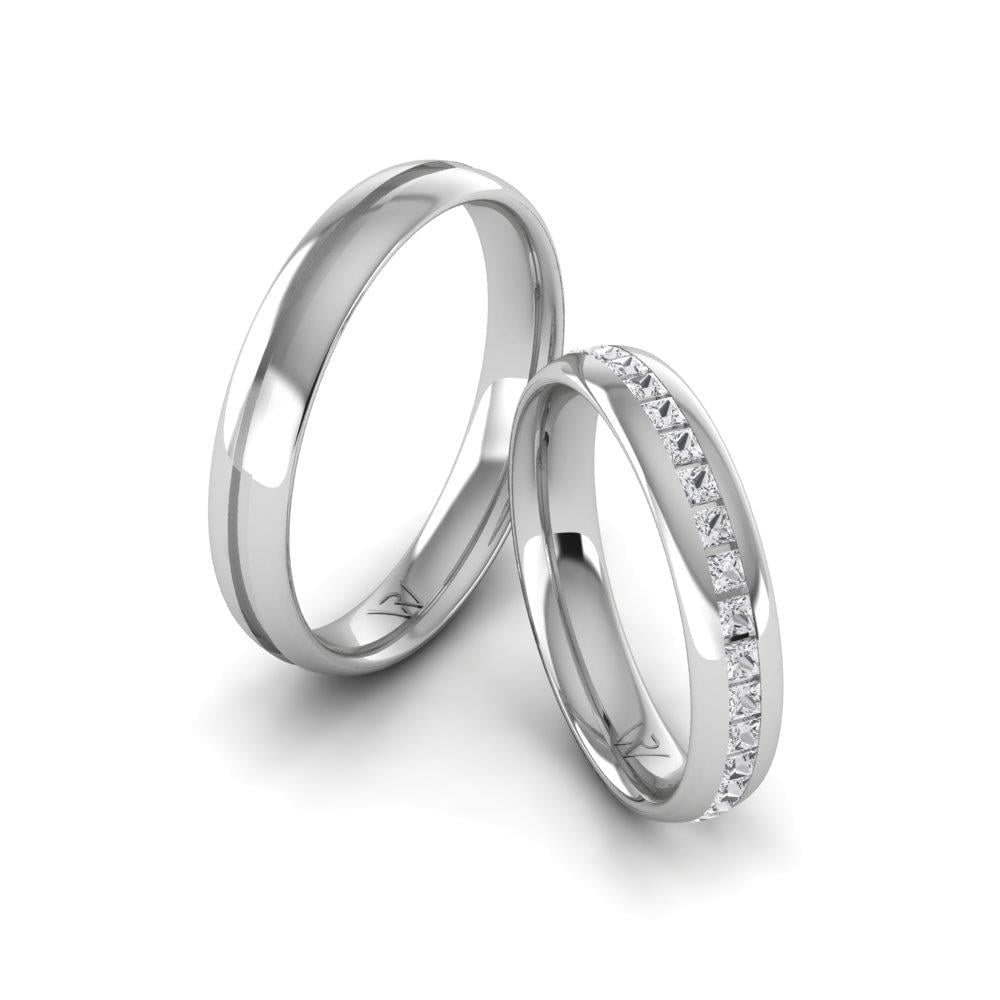 Alliances en Argent Rhodié couple PassionBond Oxyde de Zirconium