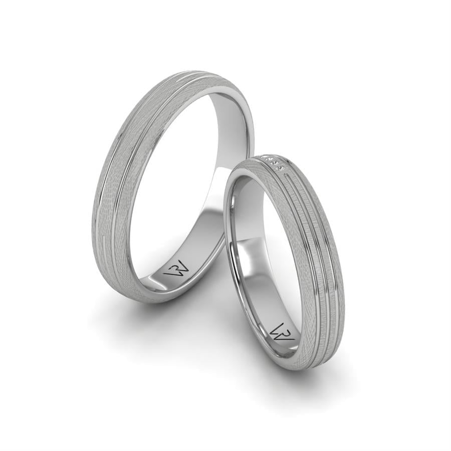Alliances en Argent Rhodié couple Ribbon