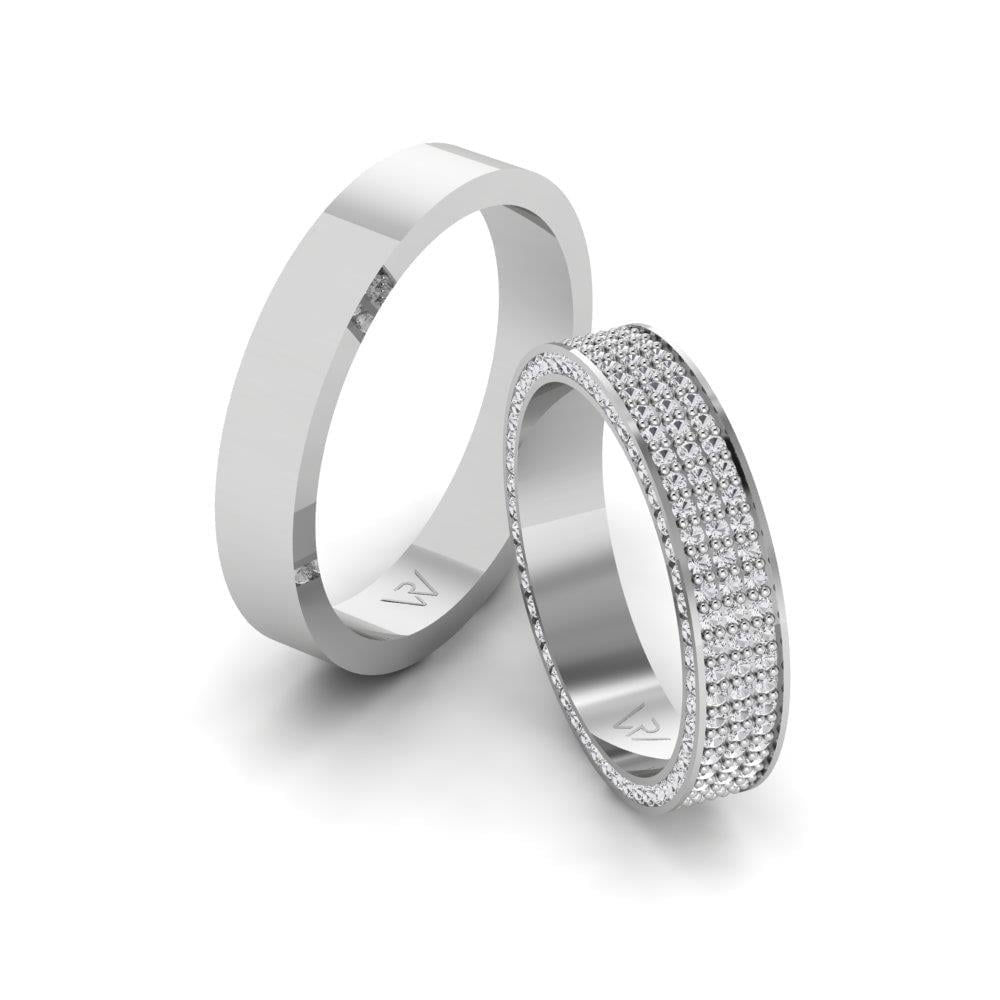Alliances en Argent Rhodié couple Unifire Oxyde de Zirconium