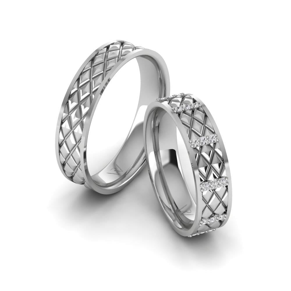 Alliances en Argent Rhodié couple Uniqueify Oxyde de Zirconium