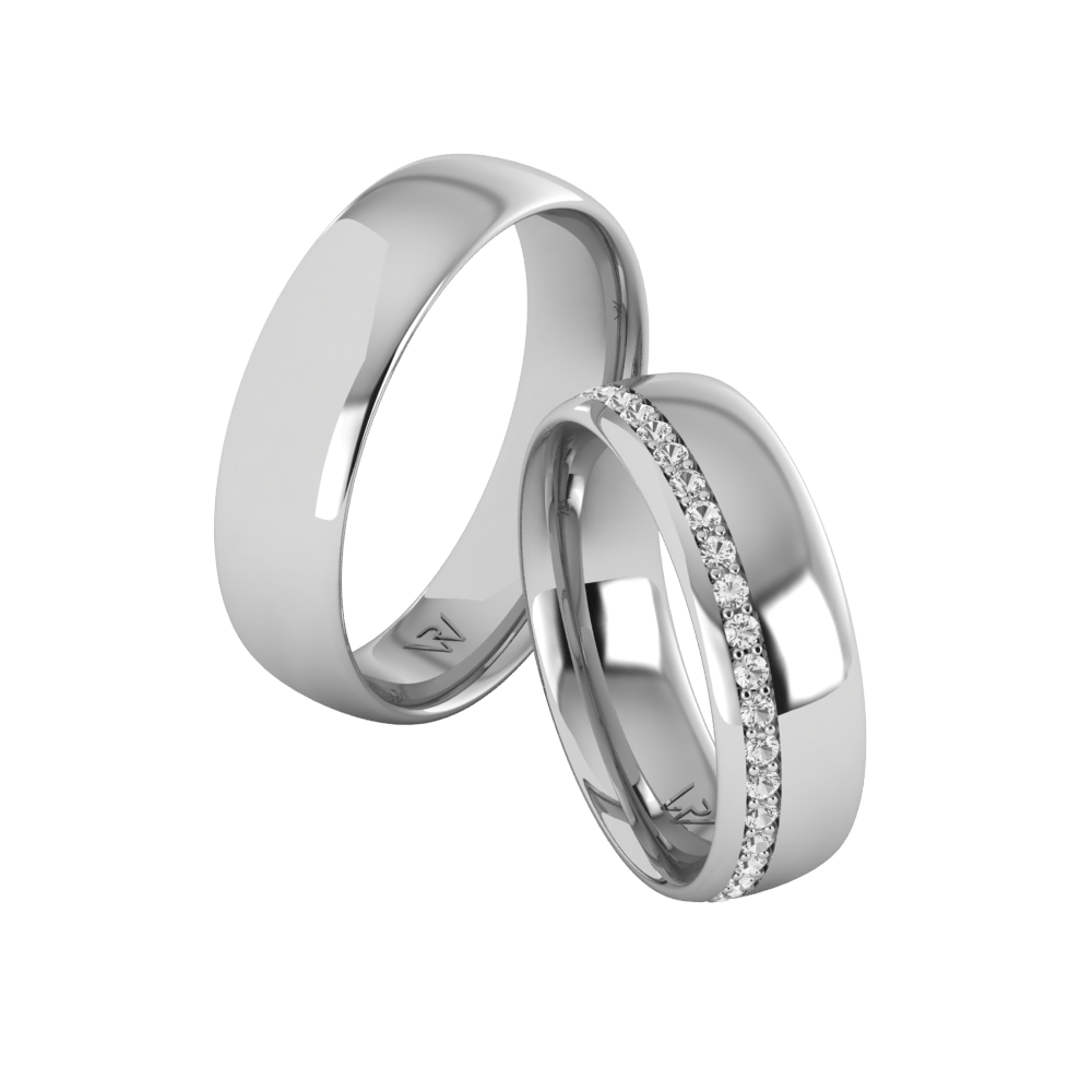 Alliances en Argent Rhodié couple UnityBand Oxyde de Zirconium